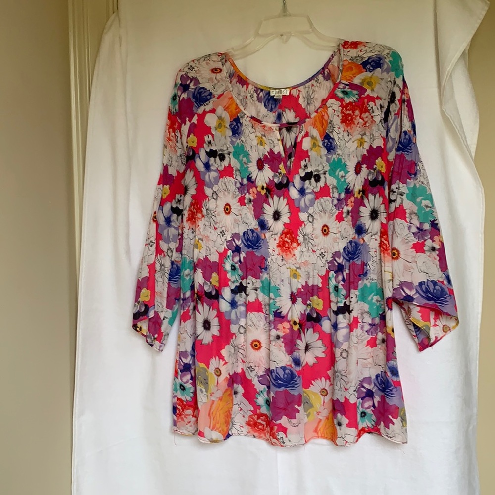 Blouse Large Polyester Floral - image 1
